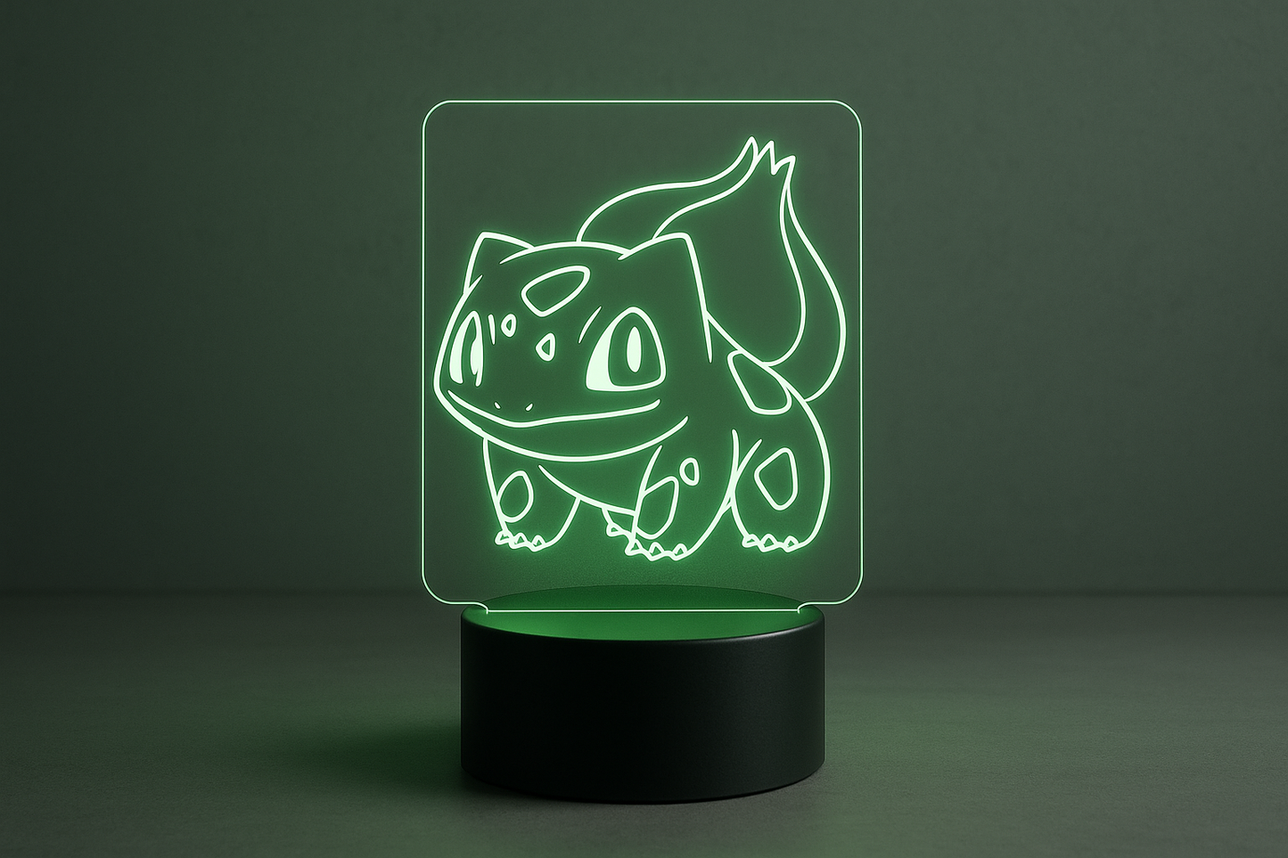 molto bella però intendevo una lampada con base led e sopra un specie di polexiglass con inciso bulbasaur
